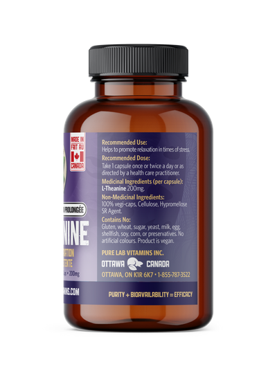 PURE LAB VITAMINS L-Theanine Slow Release (200 mg - 60 veg caps)