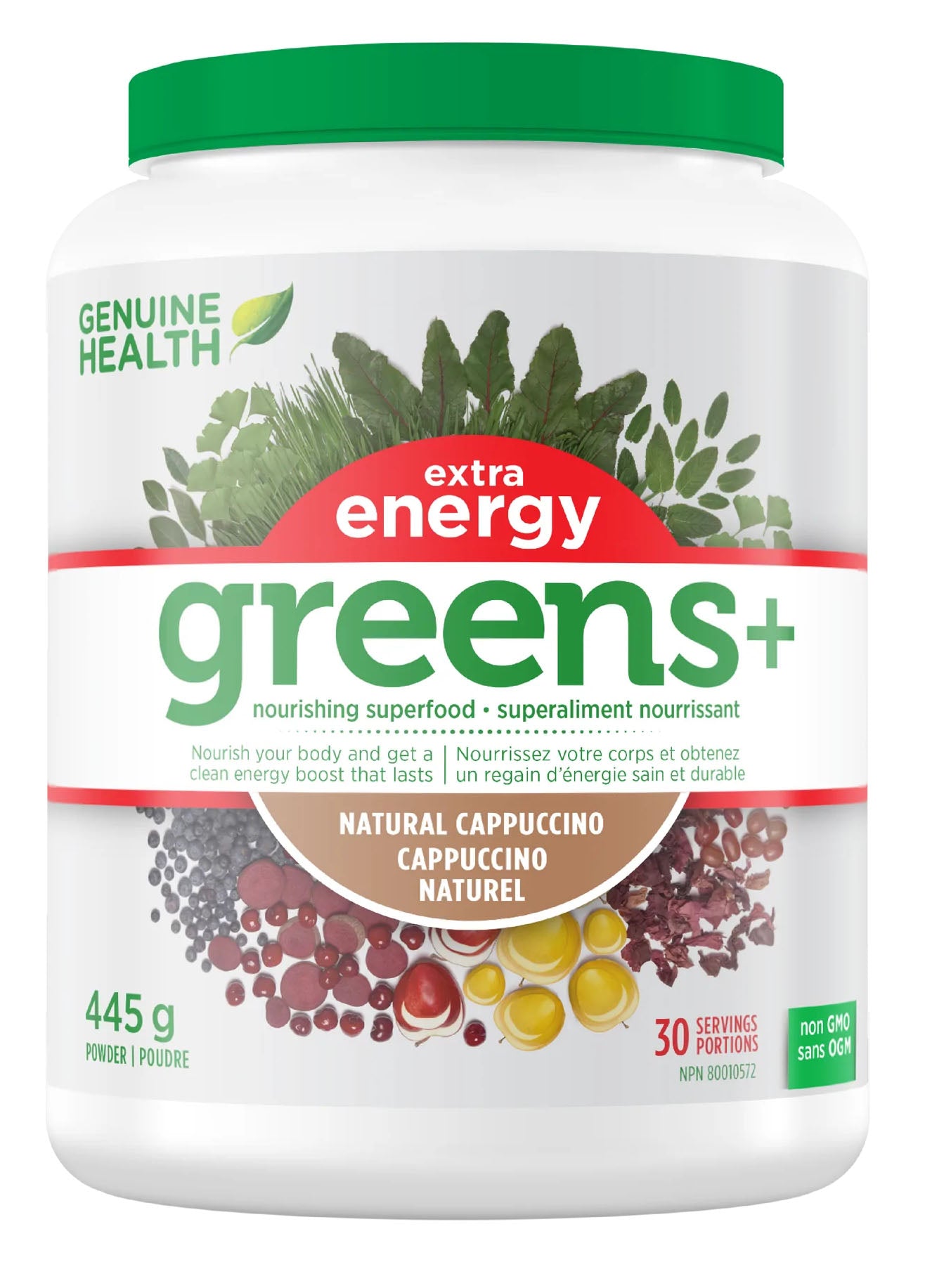 GENUINE HEALTH Greens+ Extra Energy (Cappuccino - 445 gr)