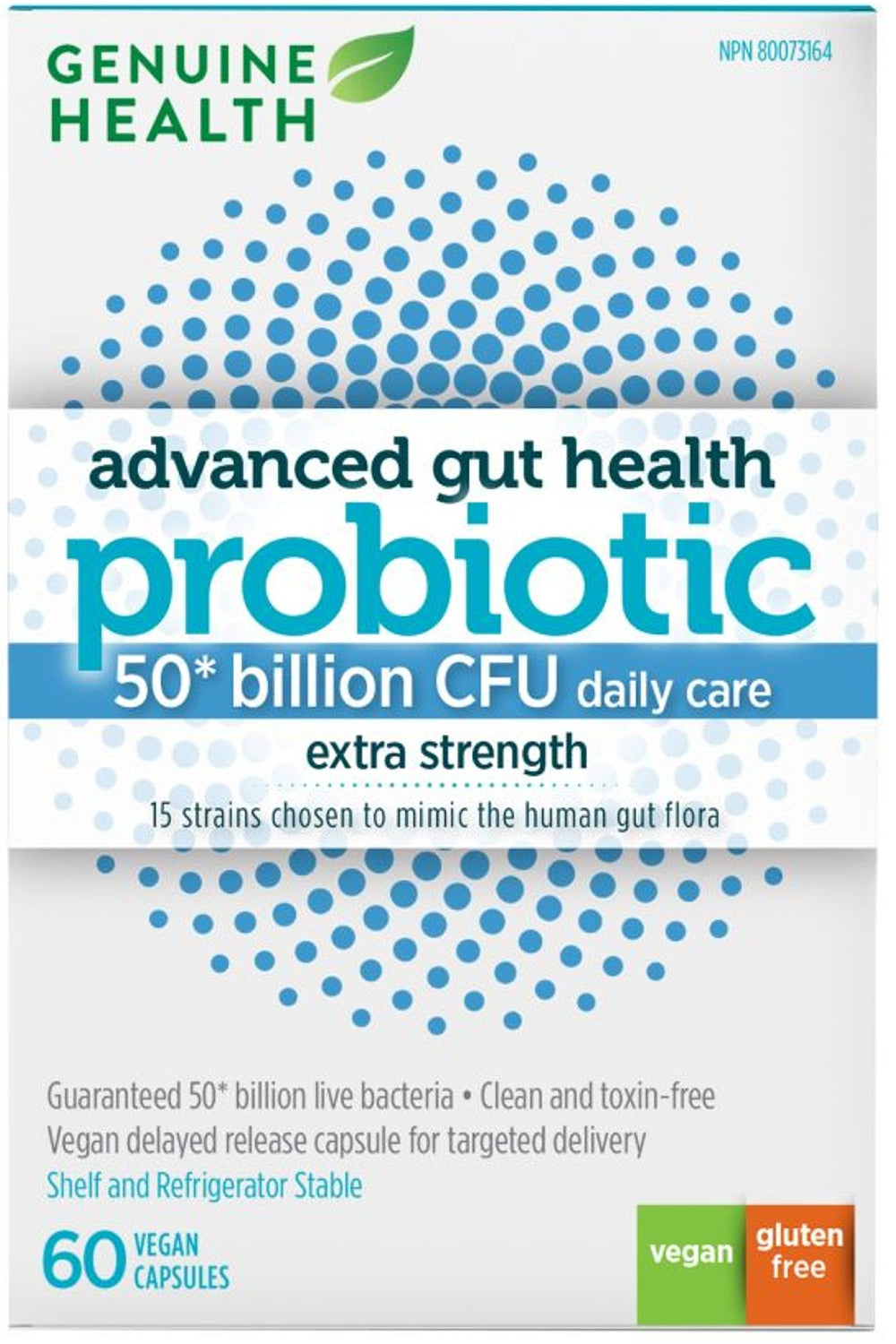 GENUINE HEALTH Advanced Gut Health Probiotic (50 Billion CFU - 60 v-caps)