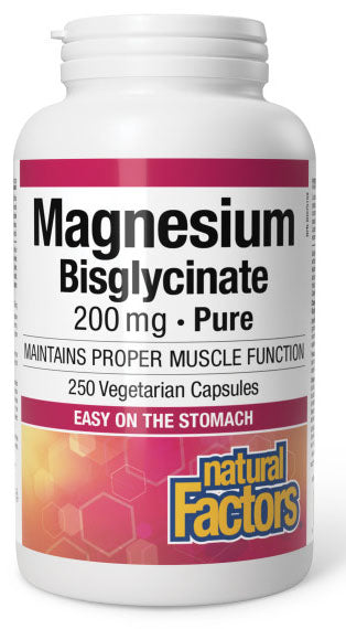 NATURAL FACTORS Magnesium Bisglycinate Pure (200 mg - 250 veg caps)
