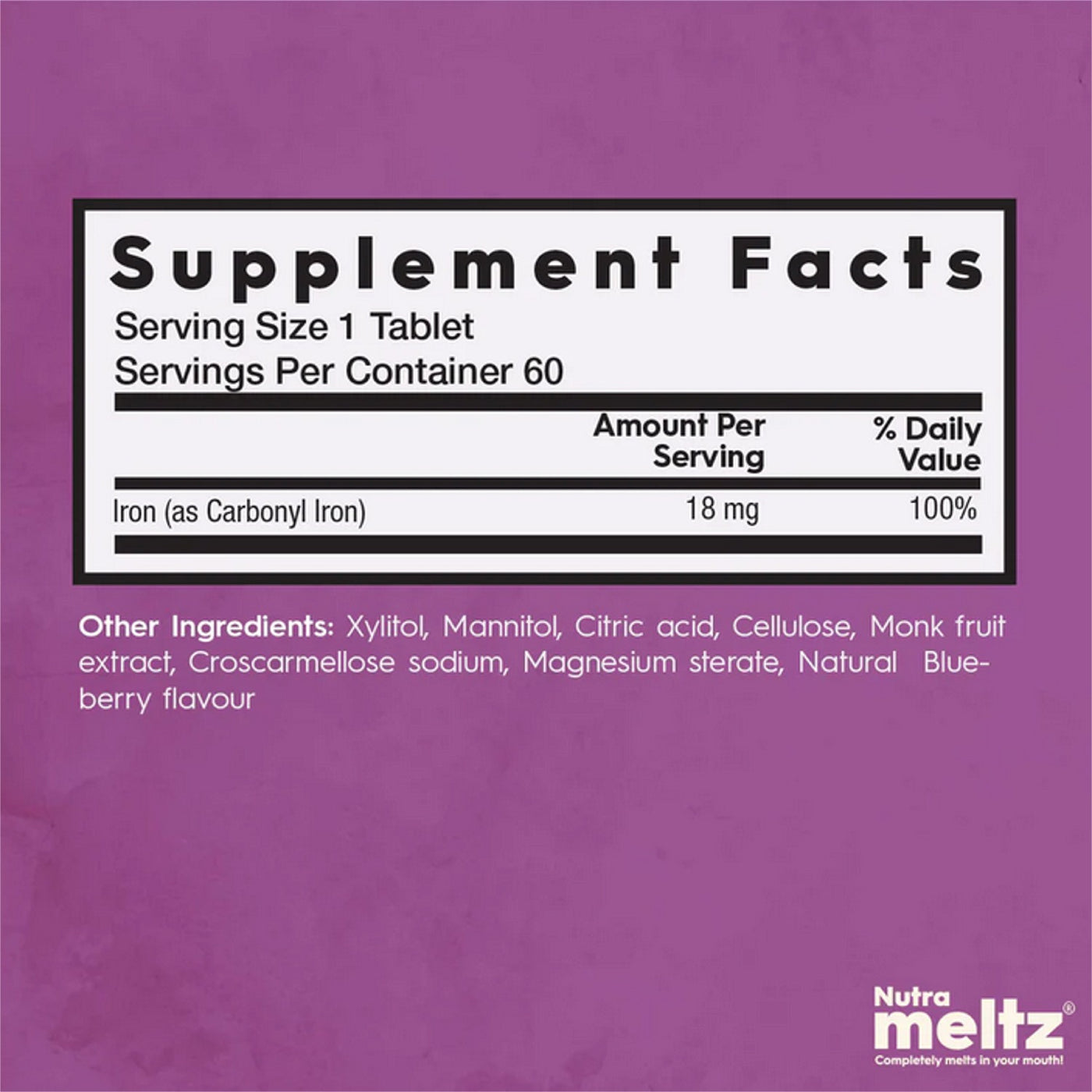 NUTRAMELTZ Carbonyl Iron (18 mg - 60 Melts)