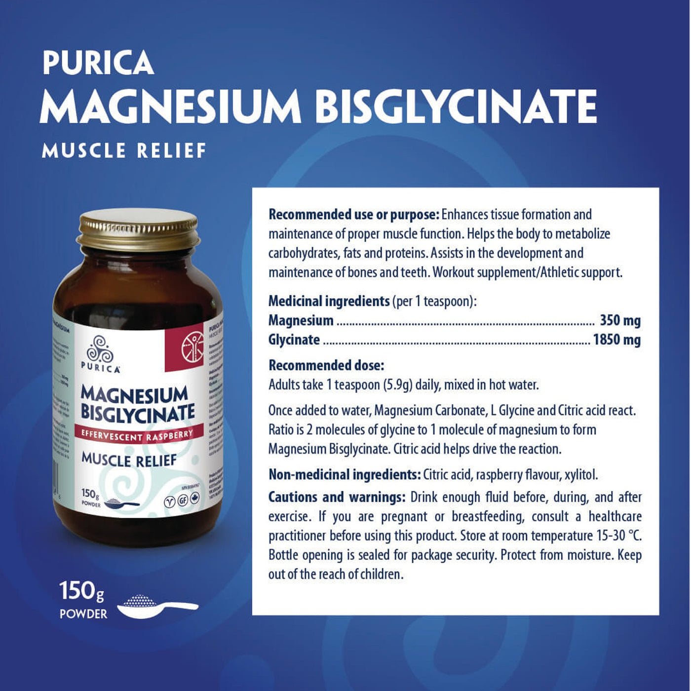 PURICA Magnesium Effervescent (Raspberry - 150 gr)